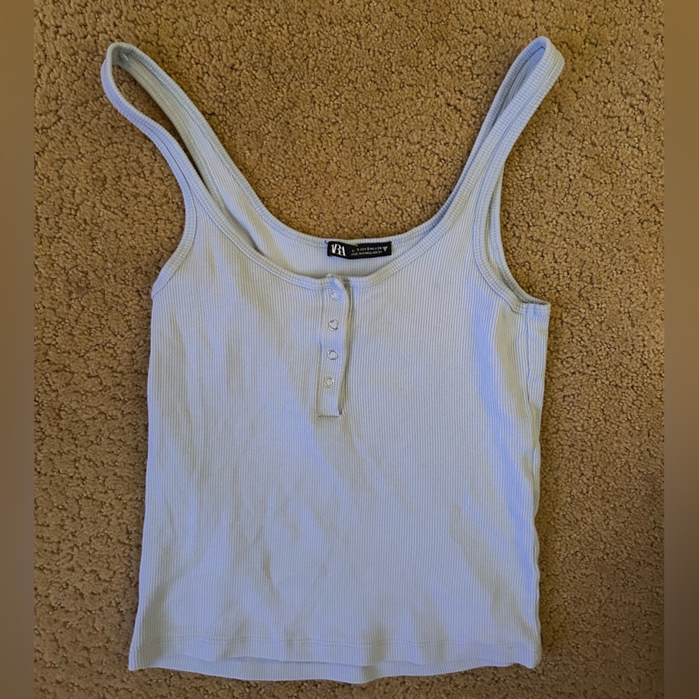 Light Blue Ribbed Tank Top